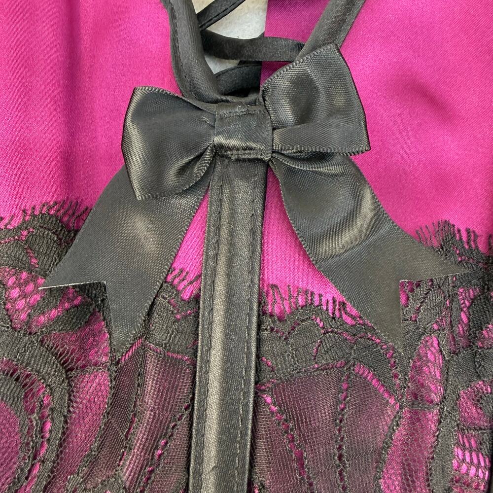 Shirley Of Hollywood Women's Corset 38 Dark Burgundy Black Lace Lingerie EUC - Picture 3 of 8
